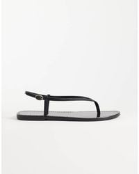 Mango - 100% Leather Strappy Flat Sandals - Lyst