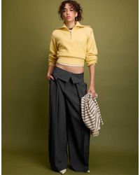 Stradivarius - Knit Jumper With Padded Shoulders And Quarter-zip - Lyst