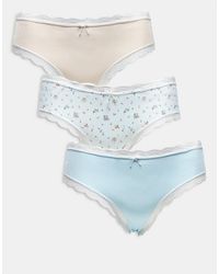 ASOS - Asos Design Curve 3 Pack Brazilian Briefs With Lace Trim - Lyst