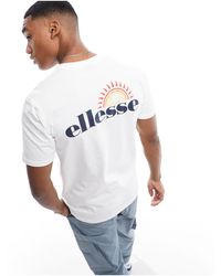 Ellesse - Pelton - t-shirt bianca con grafica stampata sul retro - Lyst