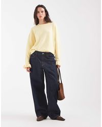 Pieces - Pullover aus strick mit rüschen an den bündchen und langen ärmeln - Lyst