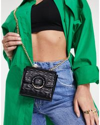 ASOS Quilted Mini Cross Body Bag With Ring Fixture - Black