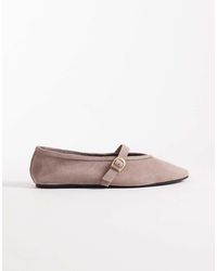 ASOS - Lively Premium Suede Mary Jane Ballets - Lyst