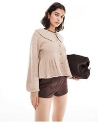 Miss Selfridge - Frill Collar Peplum Hem Cardigan - Lyst