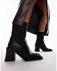 TOPSHOP - Wide Fit Nisha Block Heeled Chelsea Boots - Lyst