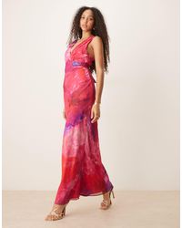 Hope & Ivy - V-neck Maxi Dress With Tie Back - Lyst