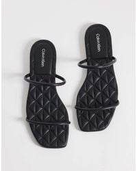 Calvin Klein - Jeans Quilted Leather Square Toe Flat Sandal - Lyst