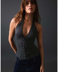 Bershka - Halter Top With Corset Effect - Lyst