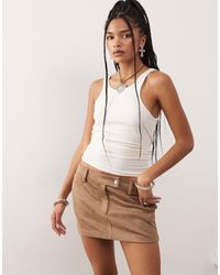 Lioness - Mirage Faux Suede Low Rise Mini Skirt - Lyst