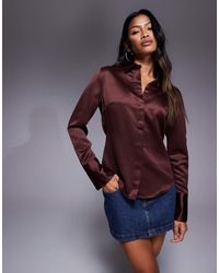 ASOS - Slim Fitted Satin Shirt - Lyst