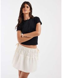 ASOS - Linen Blend Shirred Waist Mini-midi Skirt - Lyst