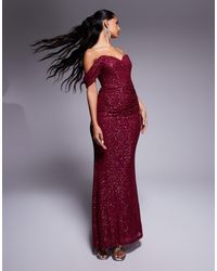 Goddiva - Off The Shoulder Sequin Wing Maxi - Lyst