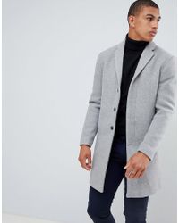 SELECTED Recycled Wool Overcoat In Gray