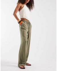 ONLY - Linen Mix Pull On Wide Leg Trouser - Lyst