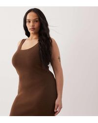 ASOS - Asos Design Curve Cotton Blend Scoop Back Dress - Lyst