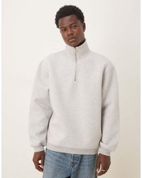ASOS - Oversized Sweatshirt Van Scuba-Achtige Stof Met Opstaande Boord En Korte Rits - Lyst