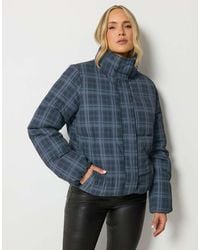 Long Tall Sally - Check Crinkle Padded Coat - Lyst