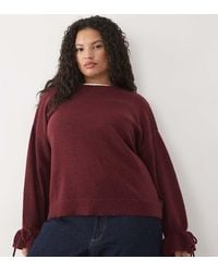 Pieces Plus - Pieces Curve Tie Cuff Detail Jumper - Lyst