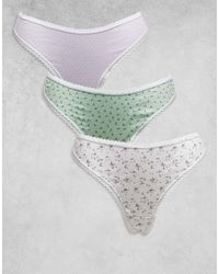 ASOS - Asos Design Curve 3 Pack Thong With Lace Trim - Lyst