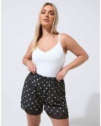 Yours Clothing - Polka Dot Lace Trim Shorts - Lyst