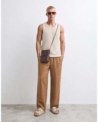 ASOS - Linen Rich Tailored Wide Leg Pull On Pants - Lyst