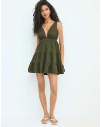 Stradivarius - Short Dress With V-Neck - Lyst
