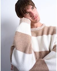 TOPMAN - Regular Fit Stripe Crew Neck Jumper - Lyst