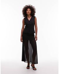 ASOS - Falda Larga Negra De Corte Sartorial Con Capa De Chifón De (Parte De Un Conjunto) - Lyst