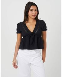 Brave Soul - Bow Detail V-Neck Short Sleeve Top - Lyst