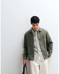 ASOS - Sobrecamisa De Sarga Gruesa De Algodón De -Verde - Lyst