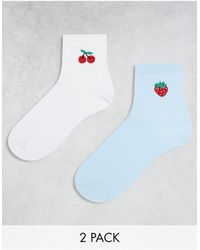 ASOS - 2 Pack Fruit Embroidery Ankle Socks - Lyst
