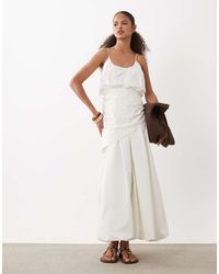 ASOS - Cami Scoop Ruched Bubble Hem Scarf Detail Midi Dress - Lyst