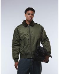 ASOS - Bomber avec col en fausse fourrure - kaki - Lyst