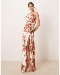 Hope & Ivy - Cowl Neck Cross Back Maxi Dress With Thigh Split - Lyst