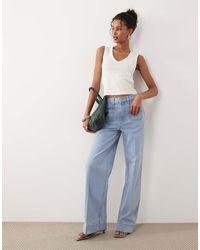 ASOS - High Waist Wide Leg Jeans With Front Pockets - Lyst
