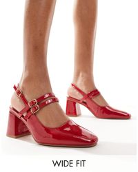 London Rebel - London rebel - talia - chaussures larges à talon carré mi-haut et bride arrière - Lyst