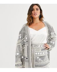ASOS Oversized-Jacke mit Spiegel- und Perlendesign - Mettallic