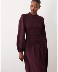 Wednesday's Girl - Puff Sleeve Shirred Detail Midaxi Dress - Lyst