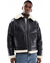 Jack & Jones - Faux Leather Aviator Jacket - Lyst