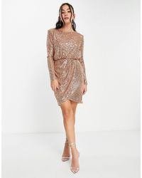 forever new sequin flippy hem mini dress in silver