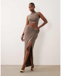 ASOS - Drape Co-ord Wrap Maxi Skirt With Hardware Detail - Lyst