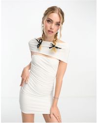 ASOS - Bandeau Mini Dress With Attached Shrug - Lyst