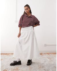 Reclaimed (vintage) - – western-midirock aus er popeline mit seitlichen bindedetails - Lyst