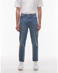 TOPMAN - Jean fuselé rigide à délavage moyen - Lyst