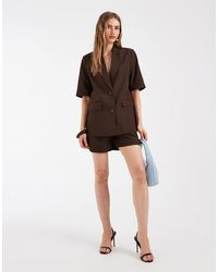 Pieces - High Waist Pleated Tailored Shorts Co-ord - Lyst