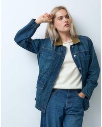 Gap - Cinched Waist Denim Jacket With Contrast Collar - Lyst
