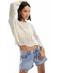 ONLY - Wide Sleeve Crochet Top - Lyst