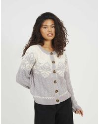 Brave Soul - Snowflake Fairisle Christmas Cardigan - Lyst