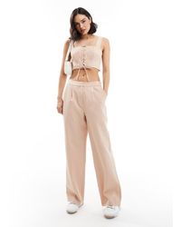 Miss Selfridge - Elegante Broek Met Wijde Pijpen En Elastische Taille - Lyst
