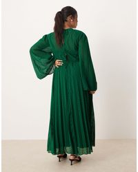 asos green chevron dress Dresses | Asos Design Curve Pleated Batwing Midi Dress In Chevron Texture  In Green Size 16